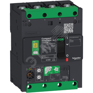 Выключатель автоматический 4П NSXm 50kA Vigi 25A кабельный наконечник/шины