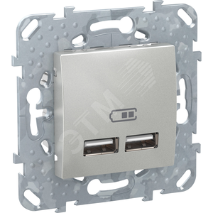 Unica TOP Алюминий 2 USB зарядное устройство, 2.1А | MGU5.418.30ZD | Schneider Electric - Schneider Electric