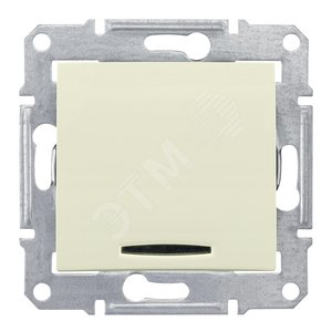 Sedna Бежевый Выключатель 1-клавишный 2-полюсный с индикацией 10A (сх.2) | SDN0201147 | Schneider Electric - Schneider Electric