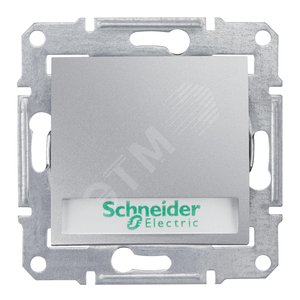 Sedna Выключатель кнопочный с надписью с подсветкой алюминий - Schneider Electric