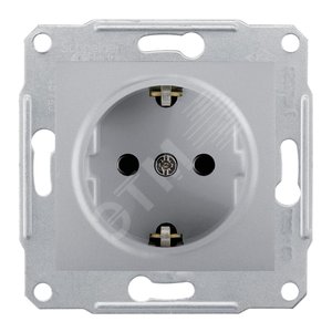 Sedna Розетка с заземлением в рамку без шторок алюминий