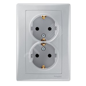 Sedna Розетка х2 с/з б/ш в рамку алюм - Schneider Electric