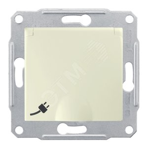Sedna Розетка с заземлением со шторками с крышкой в рамку бежевая (SDN3100147)