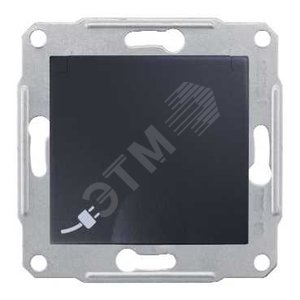 Розетка с заземлением со шторками с крышкой IP44 графит