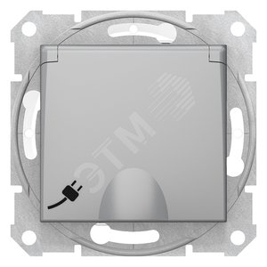 Розетка SEDNA IP44 16А с заземляющими контактами, с крышкой, cо шторками, быстрозажимные клеммы, алюминиевый (SDN3100560) - Schneider Electric