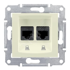Sedna Розетка компьютерная RJ45х2 категория 5e в рамку бежевая (SDN4400147) - Schneider Electric