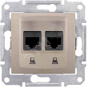 Sedna Розетка компьютерная двойная титан (SDN4400168) - Schneider Electric