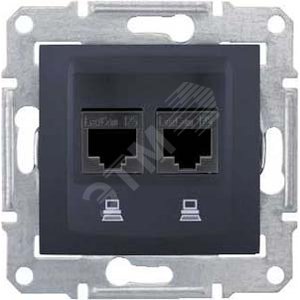 Sedna Розетка двойная компьютерная графит (SDN4600170)