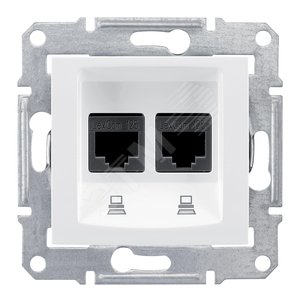 Sedna Розетка двойная компьютерная RJ45 категория 6 в рамку белый (SDN4800121) - Schneider Electric