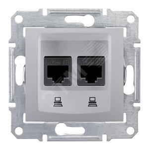 Sedna Алюминий Розетка компьютерная 2-ая RJ45 кат. 6 UTP | SDN4800160 | Schneider Electric - Schneider Electric