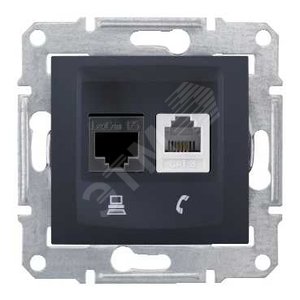 Розетка RJ11+RJ45 Cat6 экранированная stp графит (SDN5200270) - Schneider Electric
