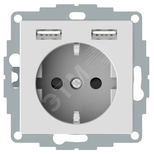 Розетка Schuko MERTEN SM с 2 USB c зарядным устройством 2.4 A активный белый (MTN2366-0325) - Schneider Electric