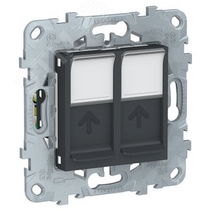 Розетка UNICA NEW компьютерная RJ45 двойная категория 5е UTP антрацит (NU542054) - Schneider Electric