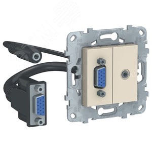 Розетка UNICA NEW HD15+Minijack бежевый (NU593244) - Schneider Electric