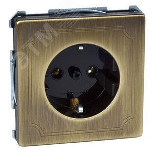Механизм розетки Schuko с винтовыми зажимами античная латунь (MTN2401-4143) 3