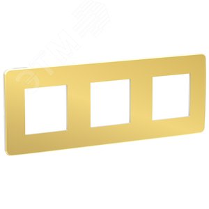 Рамка UNICA STUDIO трехпостовая золото/белый (NU280659)