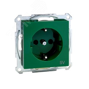 Merten SM Розетка Schuko Зелёная для спец. цепей, с защитными шторками, безвинтовой зажим | MTN2300-0304 | Schneider Electric - фото 3