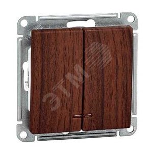 W59 Выключатель двухклавишный с подсветкой 10АХ, механизм, дуб - Schneider Electric