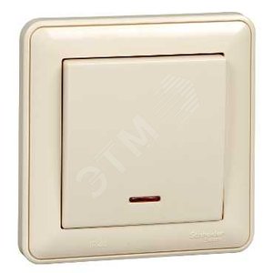 W59 AQUA Переключатель одноклавишный с подсв. 10АХ, IP44, в сборе, слоновая кость - Schneider Electric
