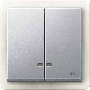 Клавиша 2шт с окошком для светоиндикатора IP44 алюминий (MTN3424-0460) 4
