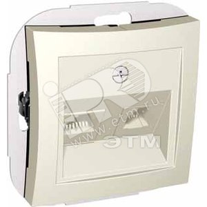 ДУЭТ Розетка телефон/компьютер RJ11+RJ45 бежевая в рамку