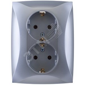 ДУЭТ Розетка двойная с заземлением серебро - Schneider Electric