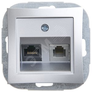 ДУЭТ Розетка телефон/компьютер RJ11+RJ45 серебро в рамку - Schneider Electric