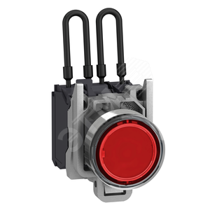 Кнопка с подсветкой, с лампой тест, 24В, красная, металл