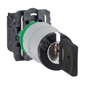 Переключатель 22мм, 3 позиции, с ключом, с возвратом, заподлицо, 2НО, пластик C1