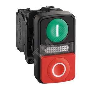 Кнопка 22мм двойная с маркировкой + LED