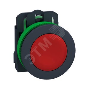 Кнопка 22мм, красная, с возвратом, монтаж заподлицо, 1НЗ, пластик