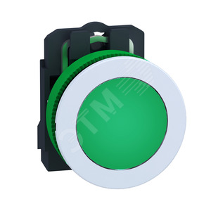 Лампа сигнальная 22м, 24В, зеленая, заподлицо, пластик C1