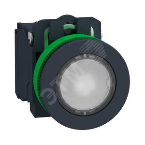 Кнопка 22мм, 24В, белая, с подсветкой, заподлицо, пластик