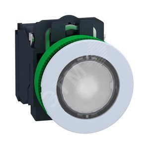 КНОПКА 22ММ 48-120В БЕЛАЯ С ПОДСВЕТКОЙ, ЗАПОДЛИЦО, ПЛАСТИК C1