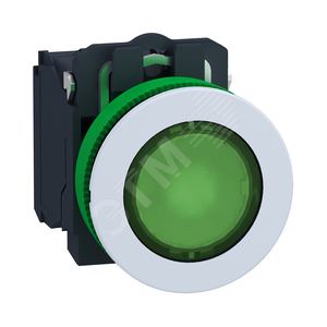 КНОПКА 22ММ 230-240В ЗЕЛ. С ПОДСВЕТКОЙ, ЗАПОДЛИЦО, ПЛАСТИК C1