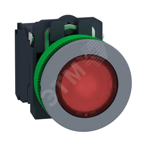 Кнопка 22мм, 24В, красная, с подсветкой, заподлицо, пластик C0