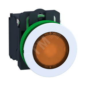 Кнопка 22мм, 24В, желтая, с подсветкой, заподлицо, пластик C1