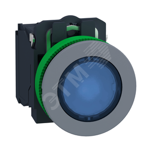 Кнопка 22мм, 24В, синяя с подсветкой, заподлицо, пластик C0