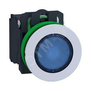 КНОПКА 22ММ 24В СИНЯЯ С ПОДСВЕТКОЙ, ЗАПОДЛИЦО, ПЛАСТИК C1