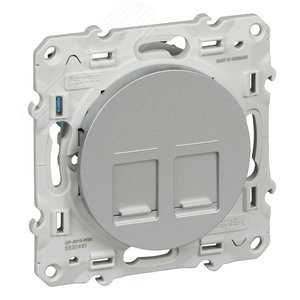 ODACE Розетка компьютерная 2хRJ45 категория 5 алюминий - фото 3