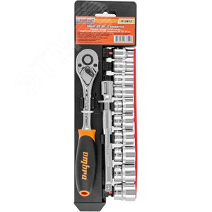 Набор головок торцевых с аксессуарами 3/8''DR, 8-19 мм, 12 предметов - OMBRA