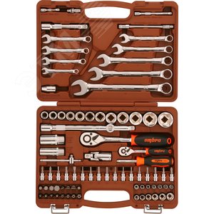 Набор инструмента универсальный 1/4'', 1/2''DR, 82 предмета - OMBRA