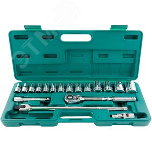 Набор головок торцевых дюймовых 1/2''DR, SAE 3/8''--1-1/4'', 19 предметов - JONNESWAY