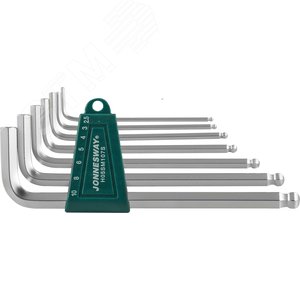 Комплект угловых шестиграников LONG с шаром 2,5-10мм, 7 предметов S2 материал - JONNESWAY