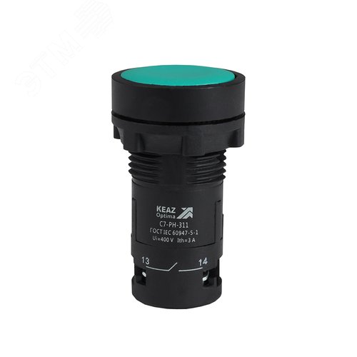 Кнопка с фиксацией OptiSignal Compact D22 C7-PH-311 зеленая 1НО+1НЗ XB7NH35 - КЭАЗ Optima