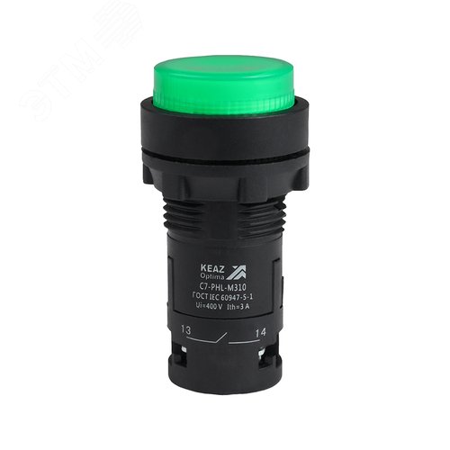 Кнопка с фиксацией с подсветкой OptiSignal Compact D22 C7-FD-M310 зеленая 1НО 230 В AC XB7NJ03M1 - КЭАЗ Optima