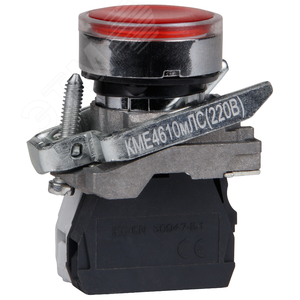 Кнопка КМЕ4610мЛС-220В-красный-1но+0нз-цилиндр-индикатор-IP65