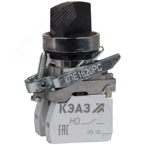 Переключатель КПЕ1620РС-черный-2но+0нз-ручка-фикс-2поз-IP65