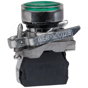 Кнопка КМЕ4610мЛС-220В-зеленый-1но+0нз-цилиндр-индикатор-IP65 2