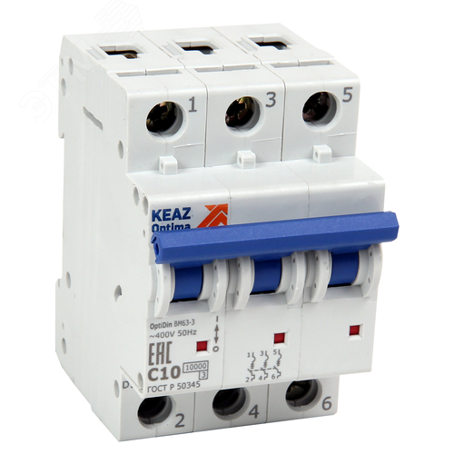 Выключатель автоматический трехполюсный BM63-3B63-УХЛ3 (103730)